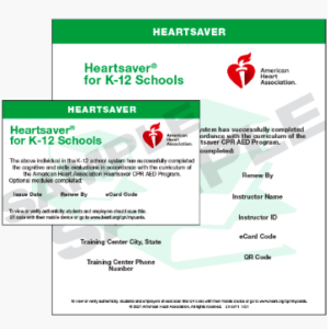 HeartsaverÂ® for K-12 Schools Course Completion eCard